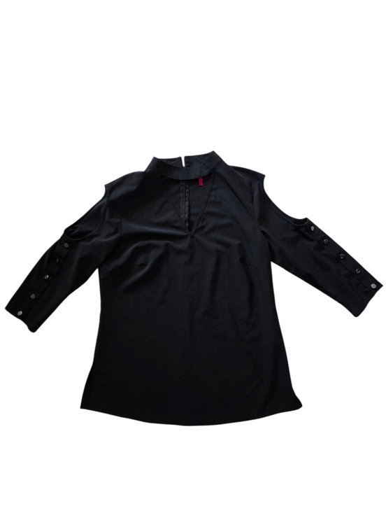Love Scarlet Tops - Black Cold-Shoulder V-Neck Women’s Top